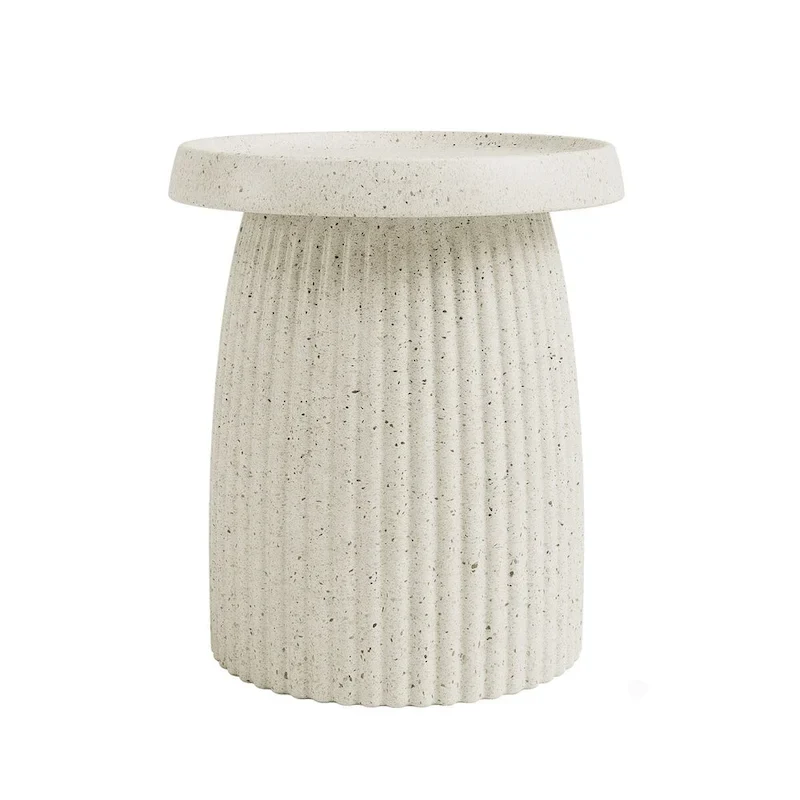 Side Table Indoor/Outdoor Stone White w/ Gold Flakes