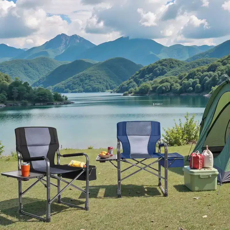SUGIFT Extra-Wide Folding Camping Chair with Cooler Bag, Side Table & Padded Seat, 400 lbs Capacity