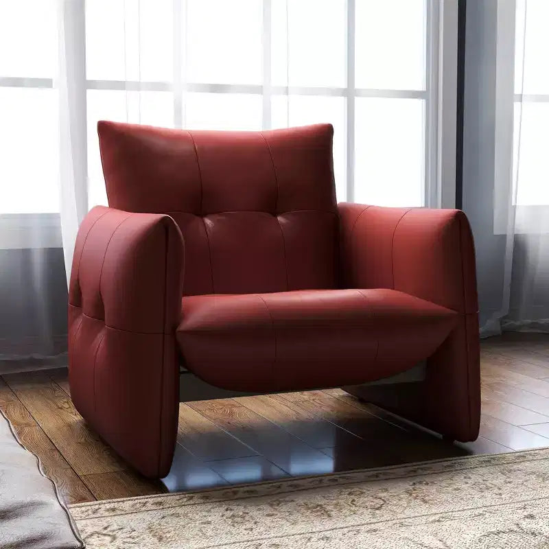Luck Live 34.64 Modern Lounge Accent Chair Sofa, Faux Leather Upholstered Armchair with Thick Cushion & Solid Wood Frame