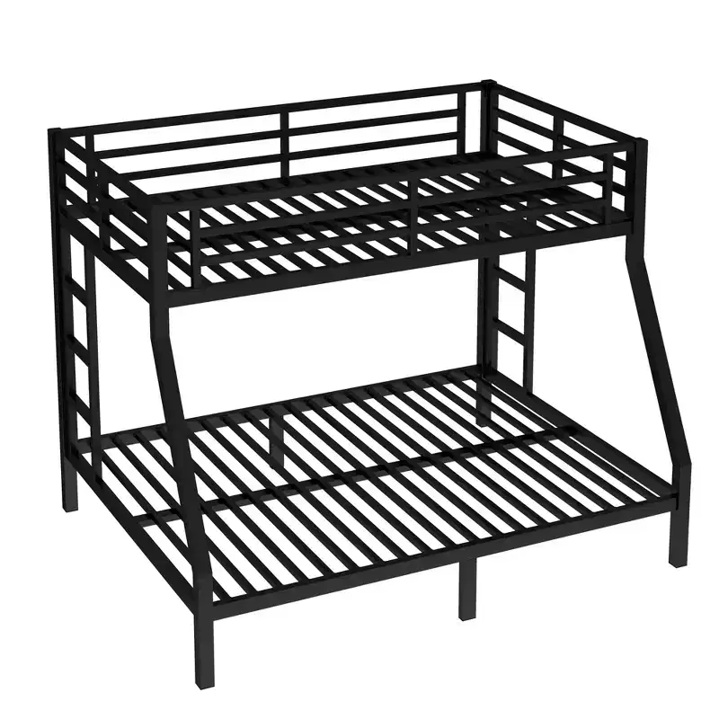 Bellemave Twin over Full Metal Bunk Bed for Teens & Adults, Space-Saving, Noise-Free, Under-Bed Storage, Safe Guardrails, Easy Assembly