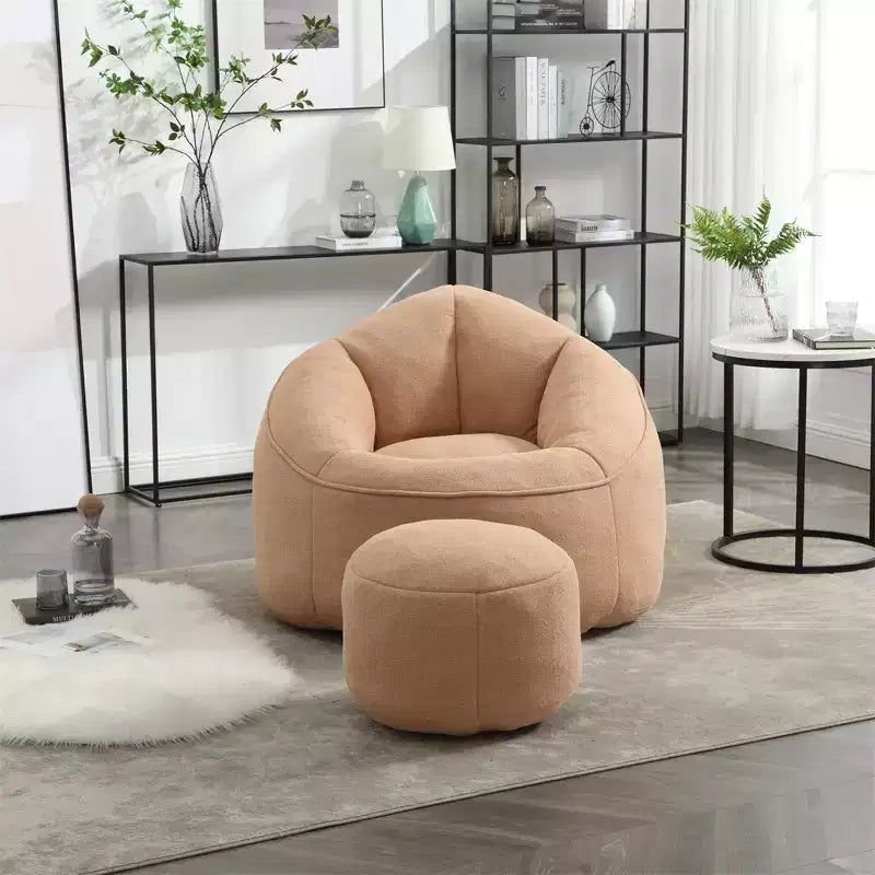 Bean Bag Chair, High-Density Foam Filling Bean Bag Sofa Chairs with Foot Stool, Modern Accent Chair with Ottoman