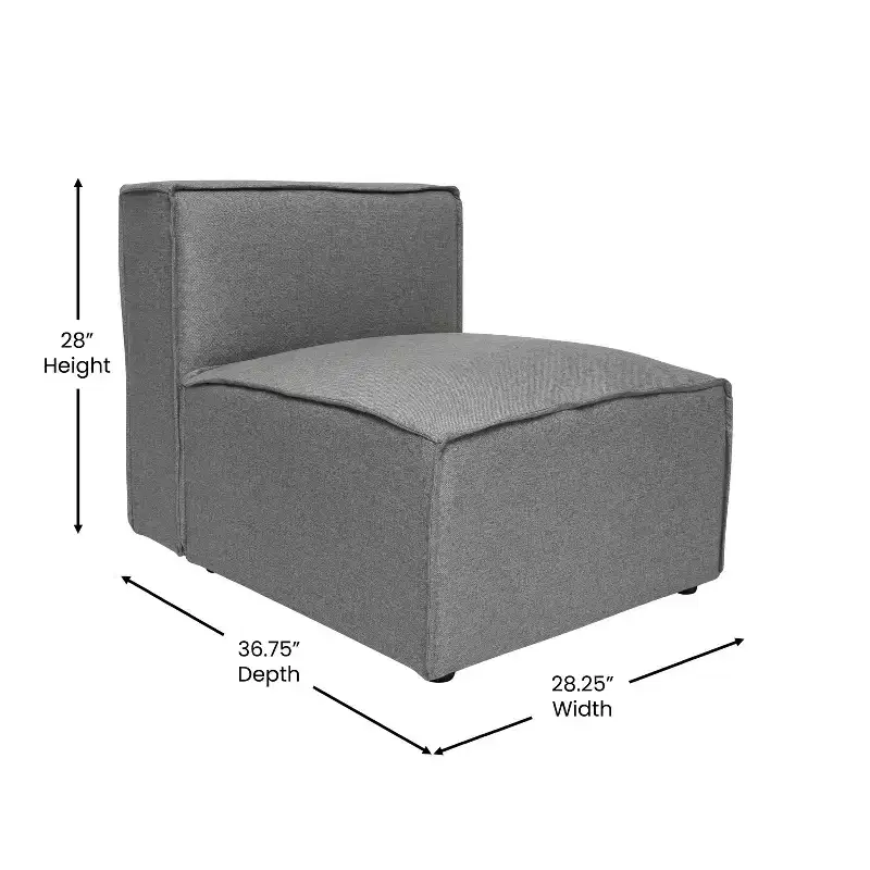 Flash Furniture Bridgetown Luxury Modular Sectional Sofa, Armless Center Seat