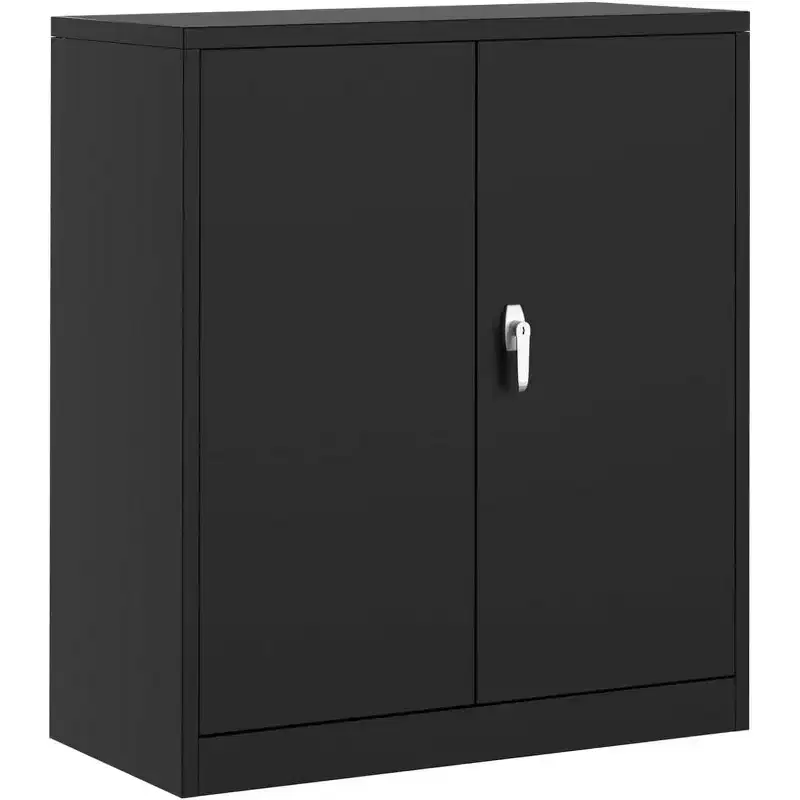 35 Metal Storage Cabinet with 2 Adjustable Shelves & Lockable Doors, Heavy Duty Steel Cabinet for Garage/Office - Rust-Resistant, Easy Assembly