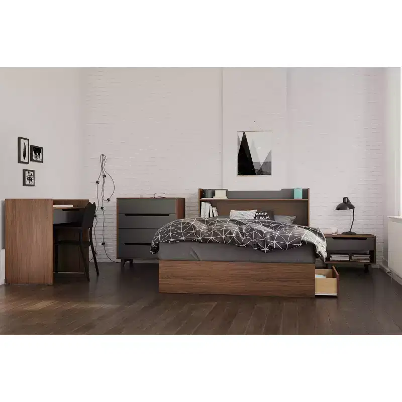 Open Shelf 1 Drawer Nightstand