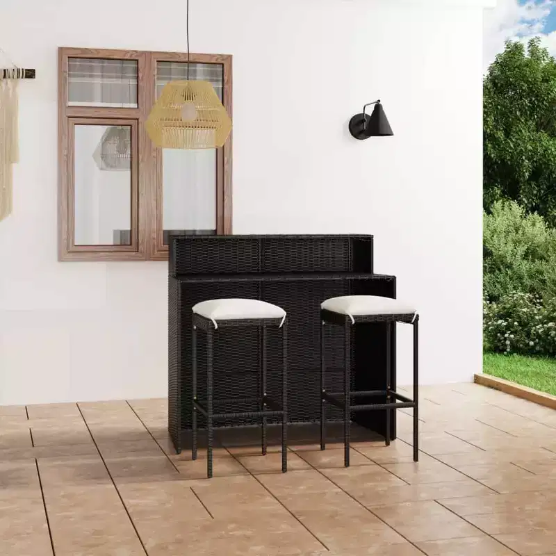 vidaXL Garden Bar Set PE rattan, Powder-Coated Steel Medium