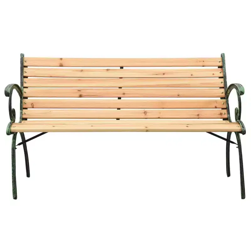 vidaXL Solid Firwood and Cast Iron Patio Bench, 48.4 Nostalgic Design Outdoor Furniture, Stable & Durable, Ideal for Garden or Patio - Brown