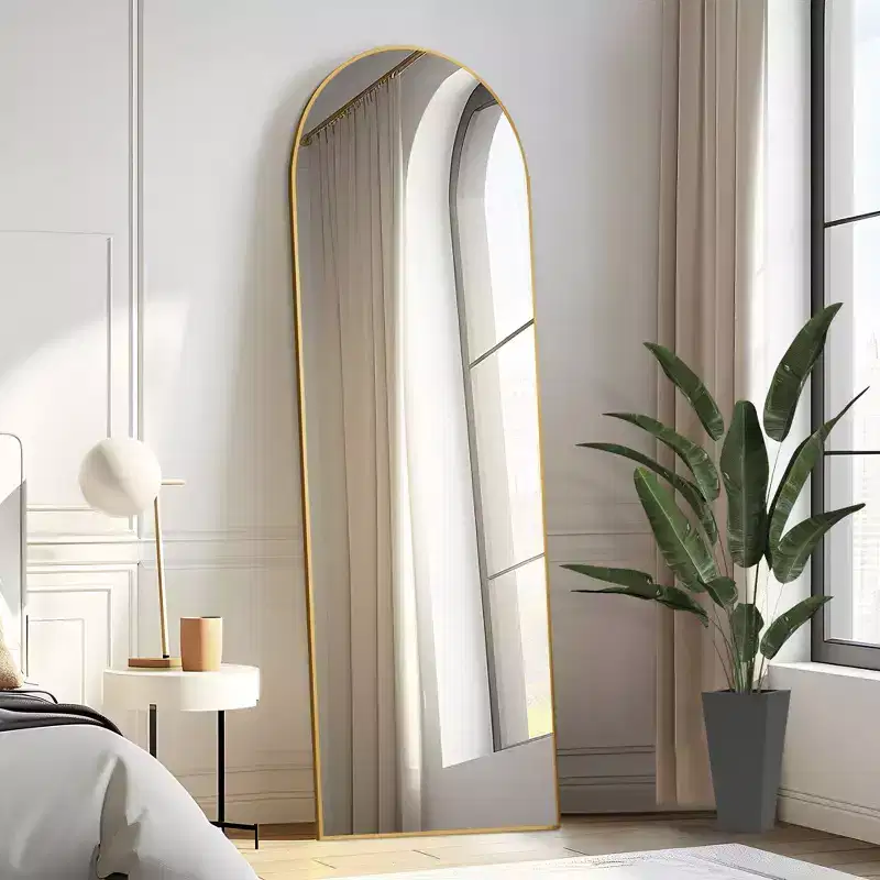 69x24 Aluminum Alloy Side Arched Full Length Mirror - With Stand