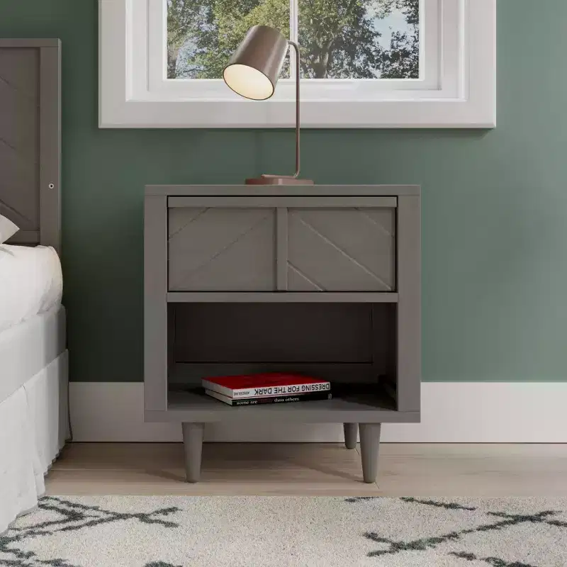 1 Drawer Nightstand for Nursery or Bedroom, Large Storage Drawer, Made of Sturdy Pinewood, Non-Toxic, Baby Safe Finish