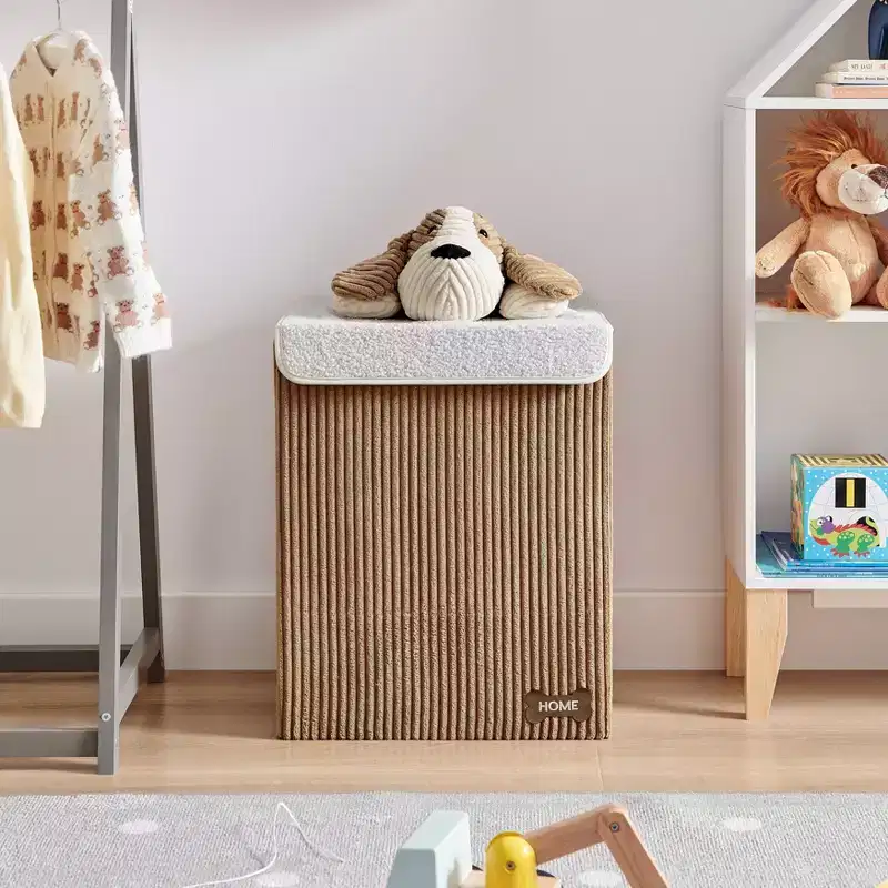 Collapsible Corduroy Kids Laundry Hamper & Toy Storage
