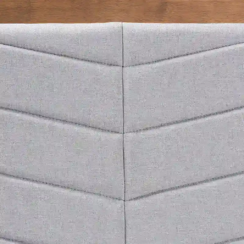 Upholstered Wood Headboard with Chevron Tufting - Light Grey