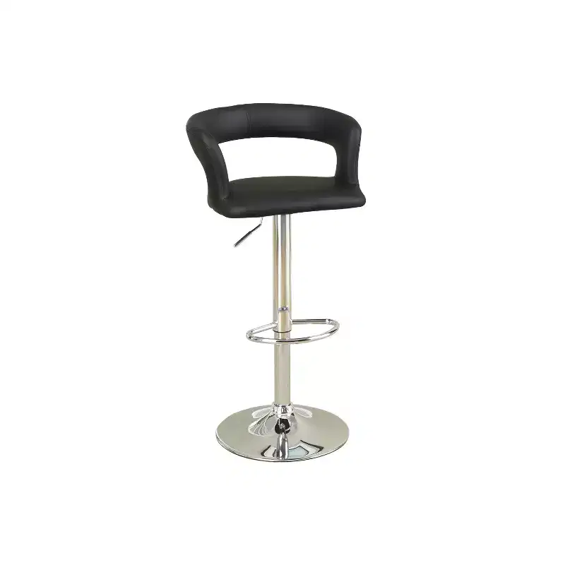 HomeStock Height Adjustable 38 Faux Leather Barstool Set in Black (Set of 2)