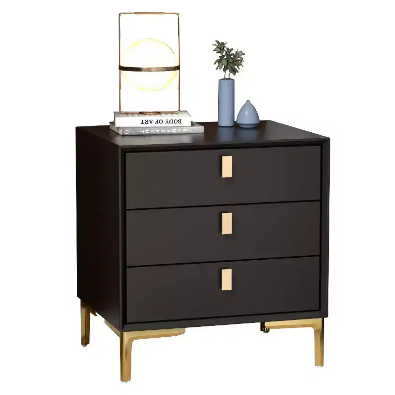 Hitow 3 Drawer Nightstand Metal Base Bedside Dresser