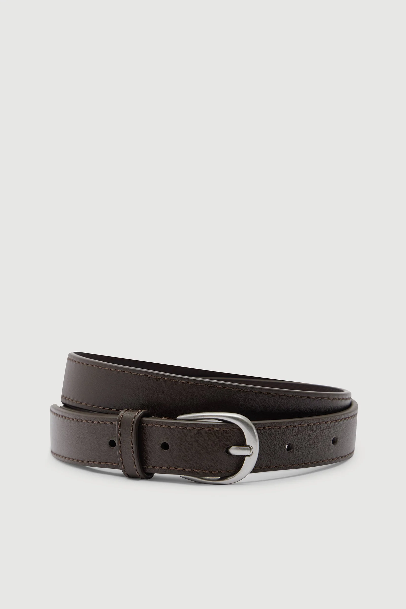 Walnut Slim Leather Belt