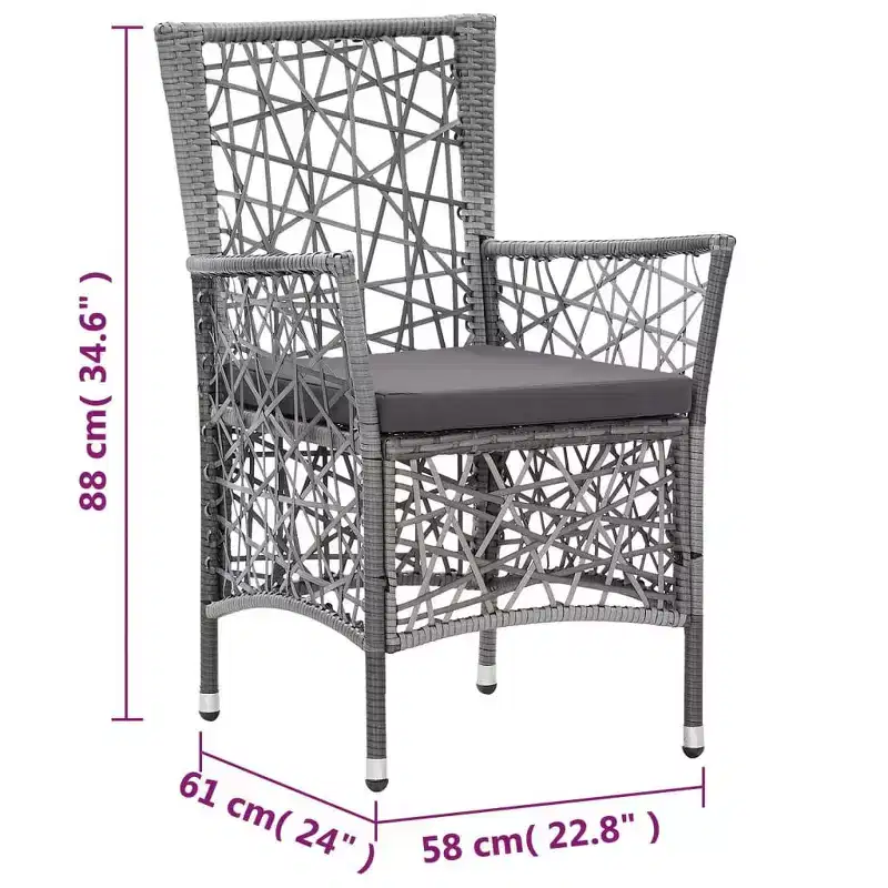 vidaXL Dining Set PE rattan, Steel, Tempered Glass Large
