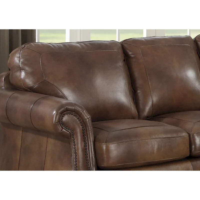 Cognac Brown Italian Leather Sofa, Loveseat and Chair Set