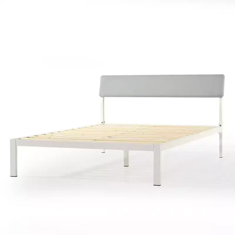 Mellow KERA Metal and Wood Platform Bed Frame with Angled Headboard