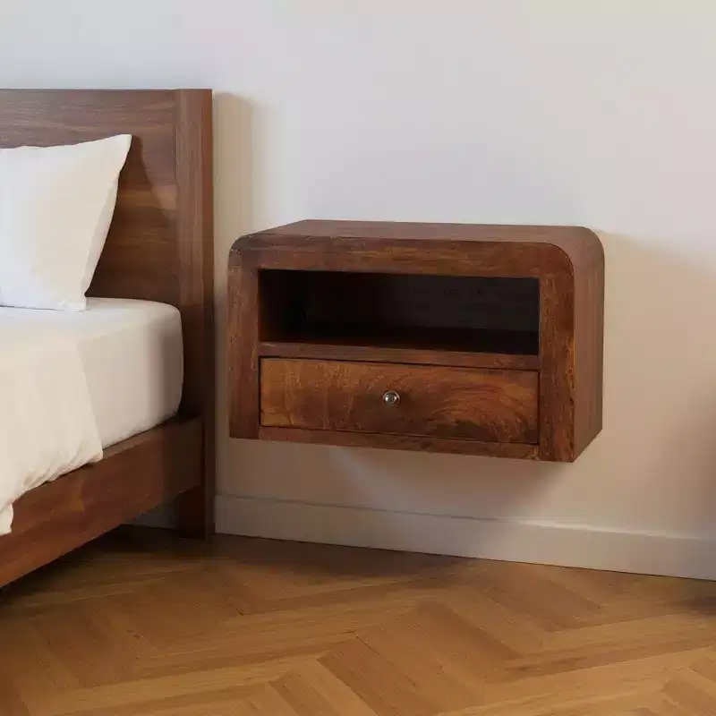 HomeRoots 18 Chestnut Solid Wood One Drawer Floating Nightstand
