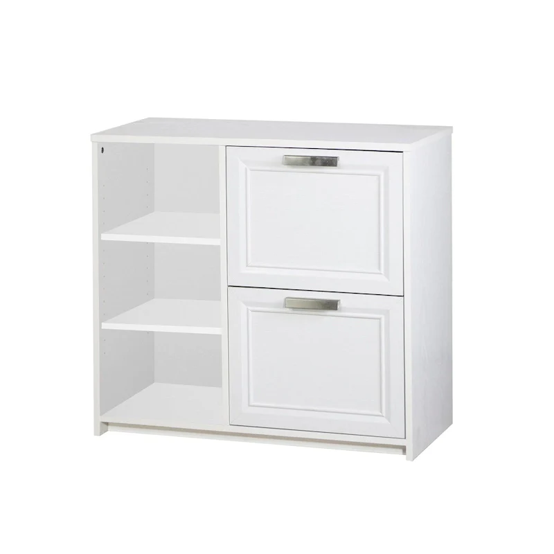 Transitional Rustic Oak 2-Drawer Lateral File Cabinet with 3 Shelves