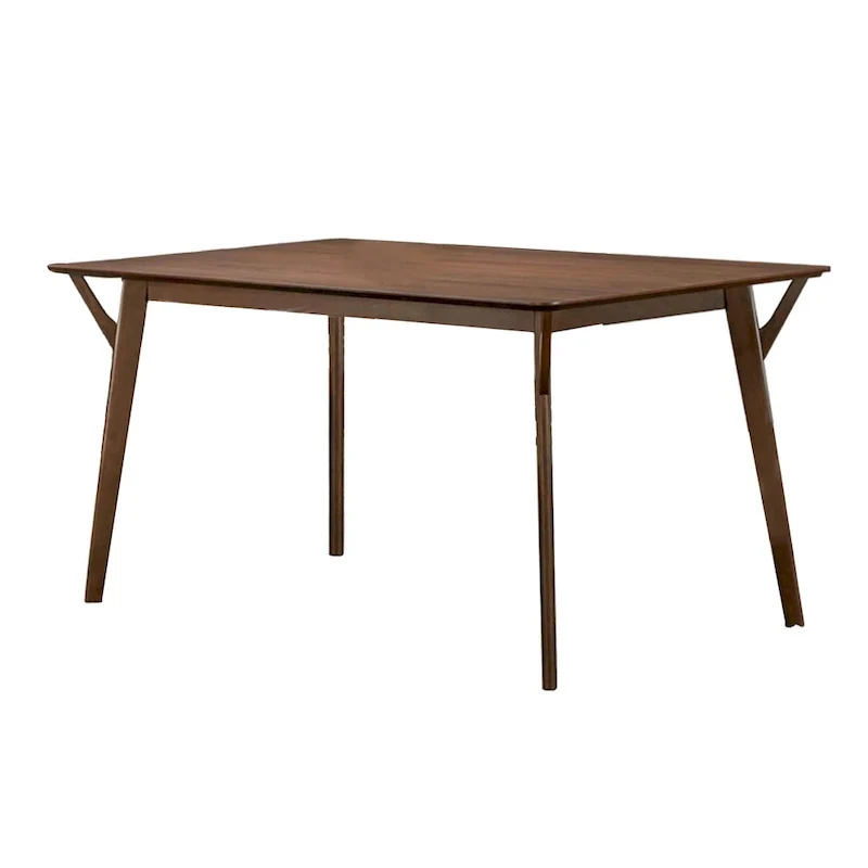 Skie 5pc Dining Table Set, 4 Chairs, Rectangular, Brown Solid Wood, Gray