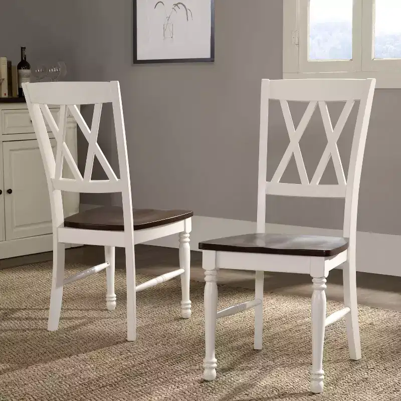 Set of 2 Shelby Dining Chair White - Crosley: Solid Hardwood, Traditional X-Back Design, Rubberwood Legs