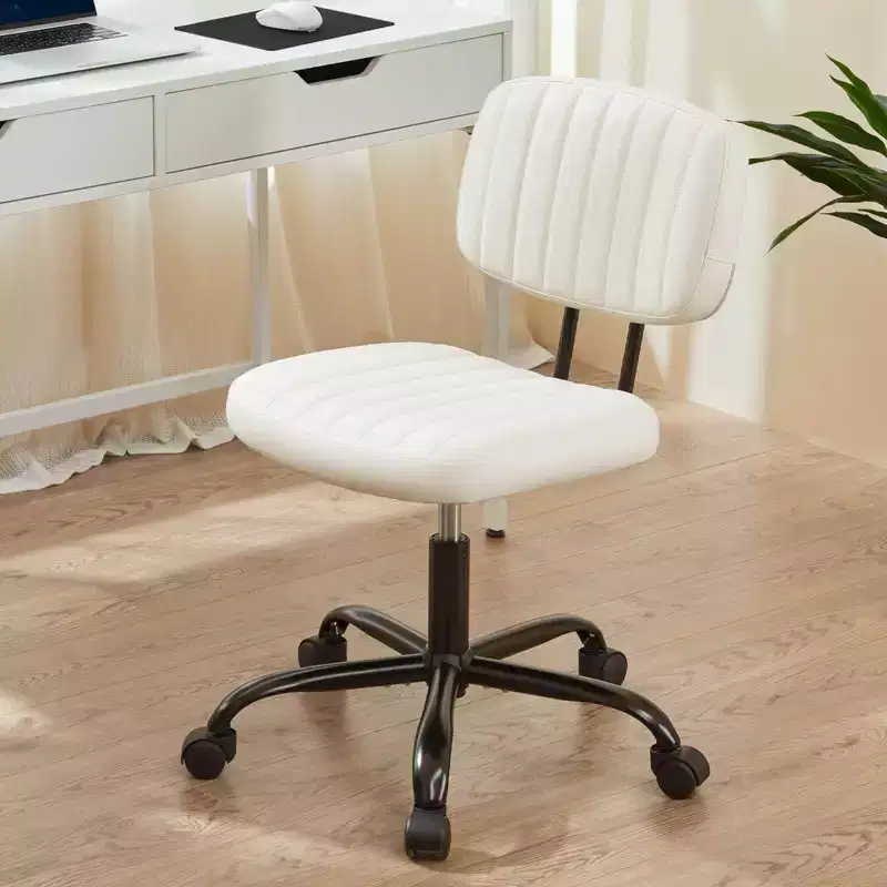 Height-Adjustable Computer Chair with Backrest, Armless Swivel Chair with Wheels for Office, Reading Room and Study