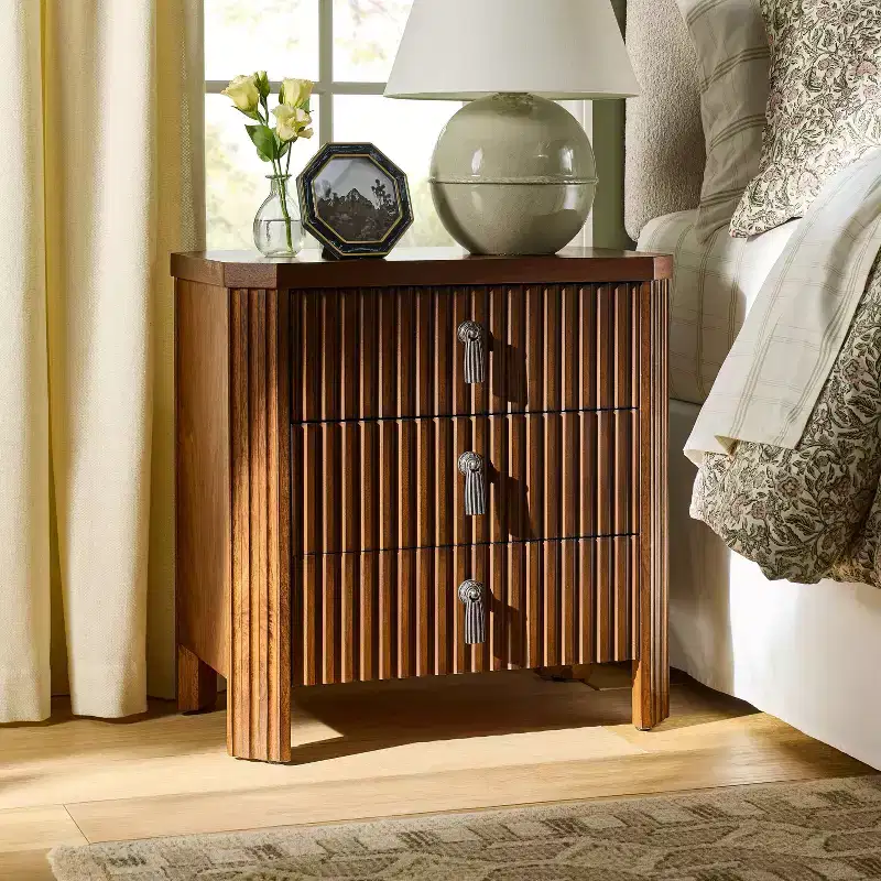 Laguna Nigel Fluted 3 Drawer Nightstand Brown - Threshold™ designed with Studio McGee