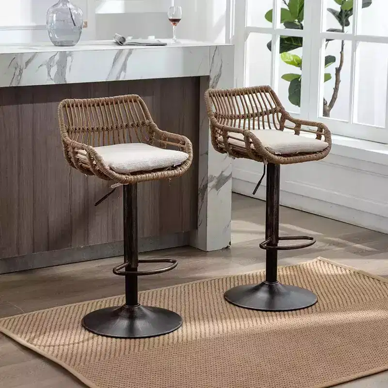 2Pcs Swivel Bar Stools With Footrest, Metal Frame, Up To 250 Lbs Load Bearing Capacity Retro Adjustable Height 35.04 To 42.9 Bar Chairs