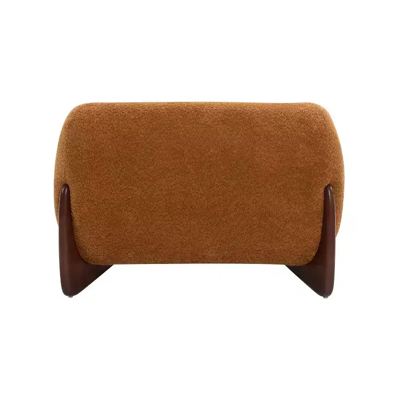 Birch Wood Boucle Upholstered Club Chair