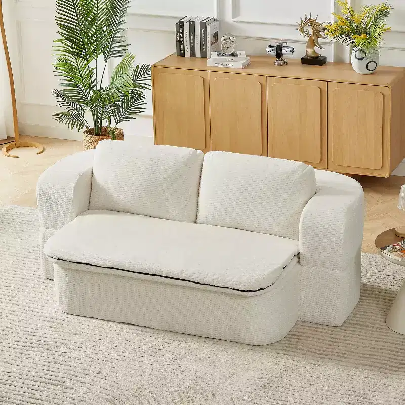 Convertible Sleeper Sofa, Folding Futon Sofa Bed with 2 Back Pillows for Living Room, No Assembly Required - ModernLuxe