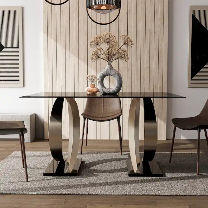 Modern 58-inch Glass Top Dining Table