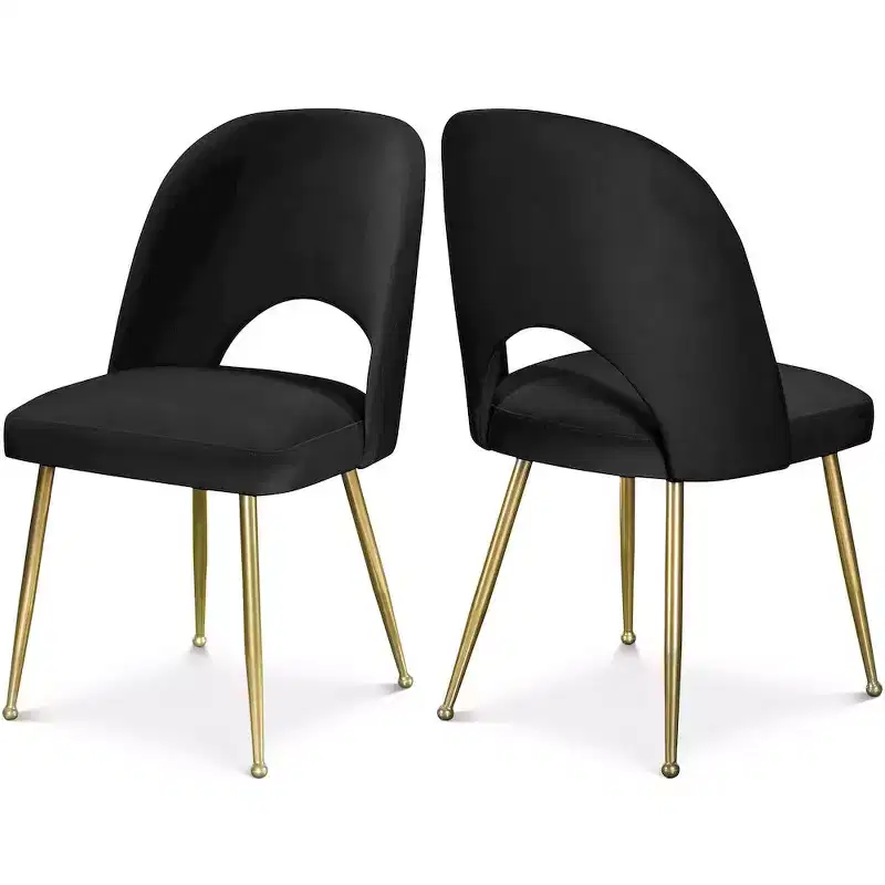 Meridian Furniture Logan Black Velvet Dining Chair, Set of 2