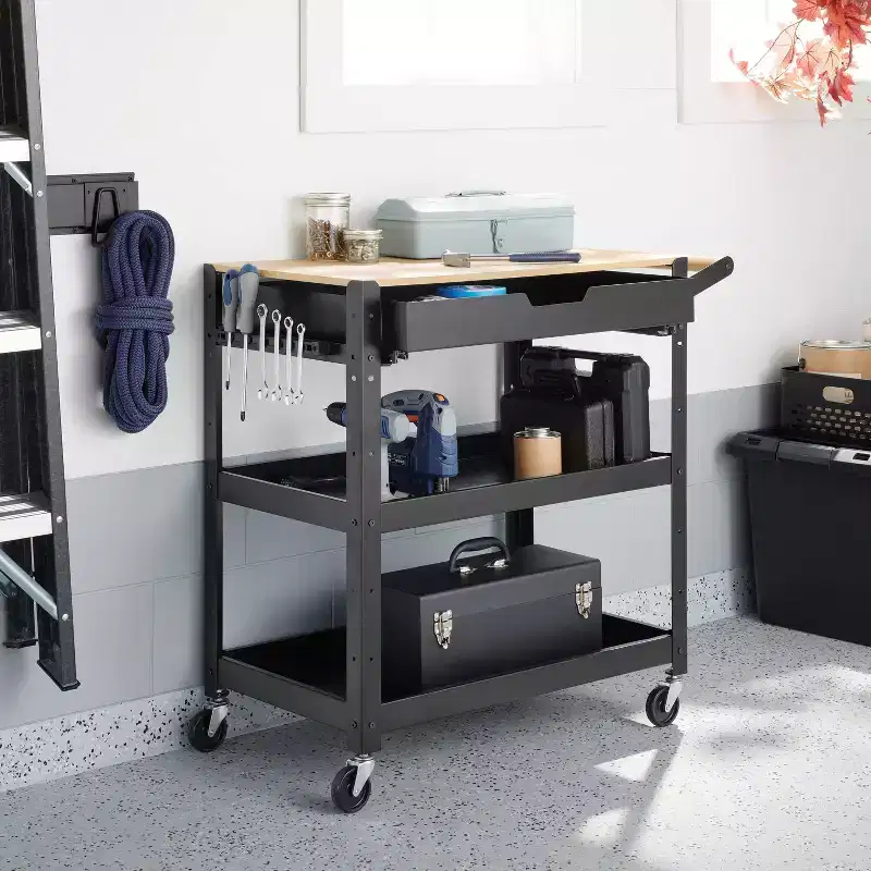 3 Tier Metal Rolling Service Cart - Brightroom™