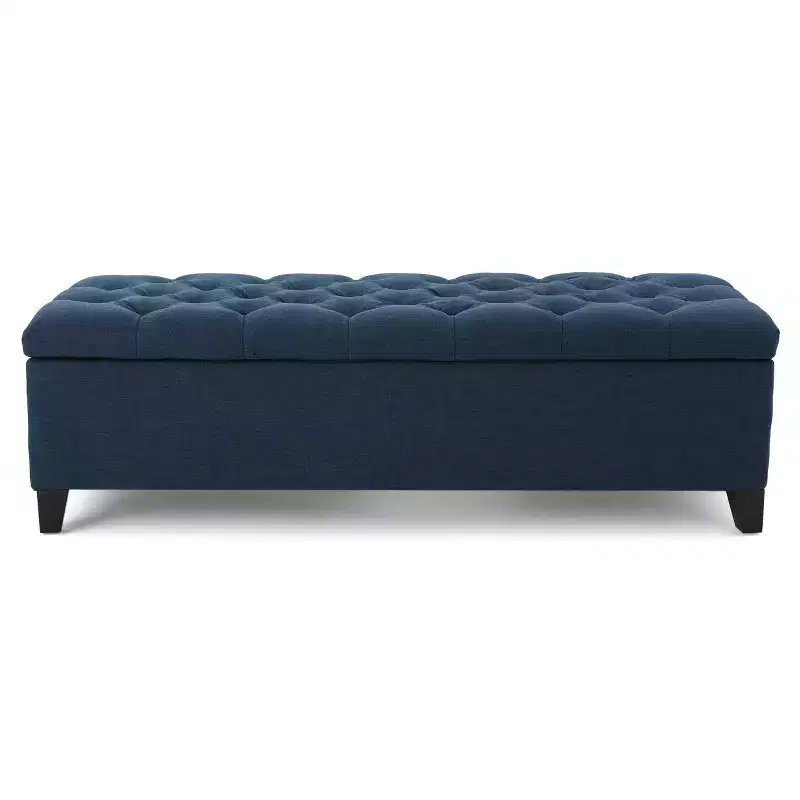 Christopher Knight Home Dana Contemporary Button Tufted Birch Wood Storage Ottoman