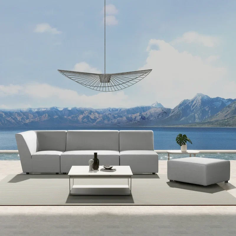 Cleo 140 Outdoor Sectional Sofa with Ottoman