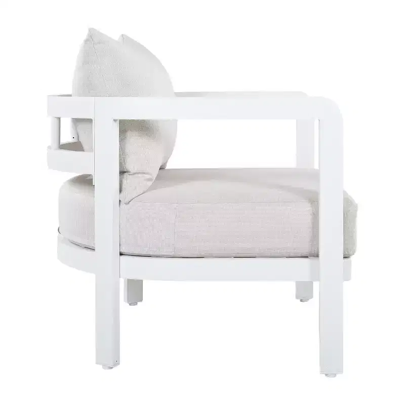 Christopher Knight Home Miguel Modern Aluminium Patio Accent Chair with Curved Backrest and Cushion