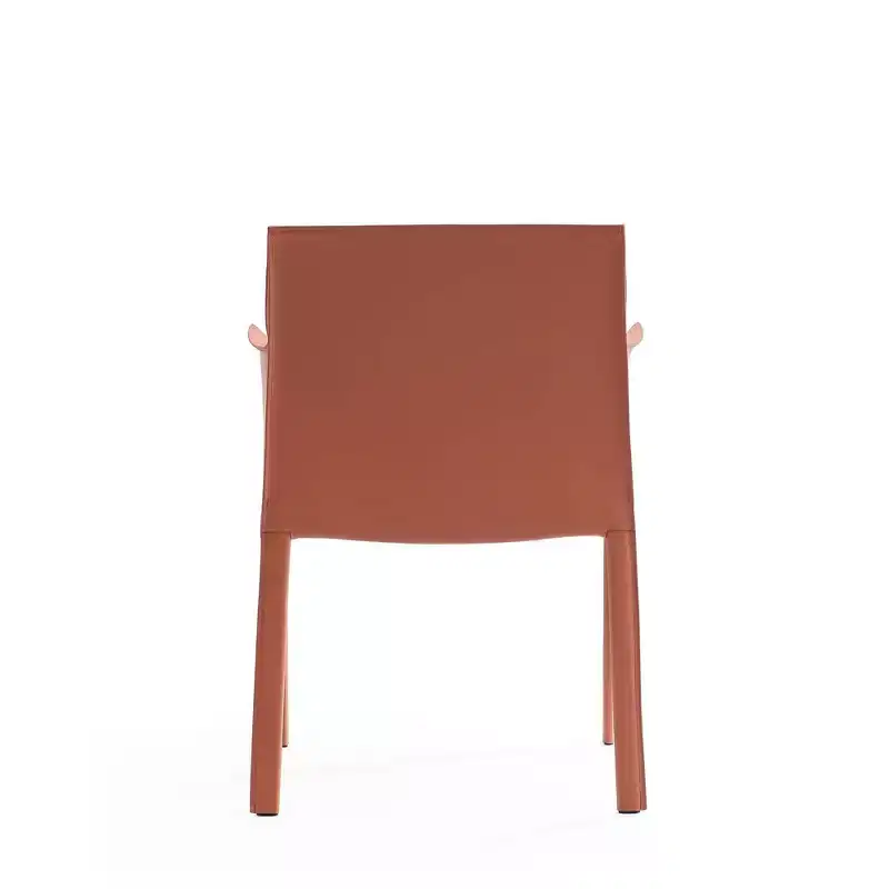 Saddle Faux Leather Armchair Modern Dining Chair Metal Frame Fully Assembled