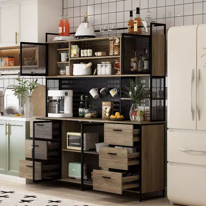 Brown Kitchen Cabinet Kitchen Sideboard with Shelf Shelf