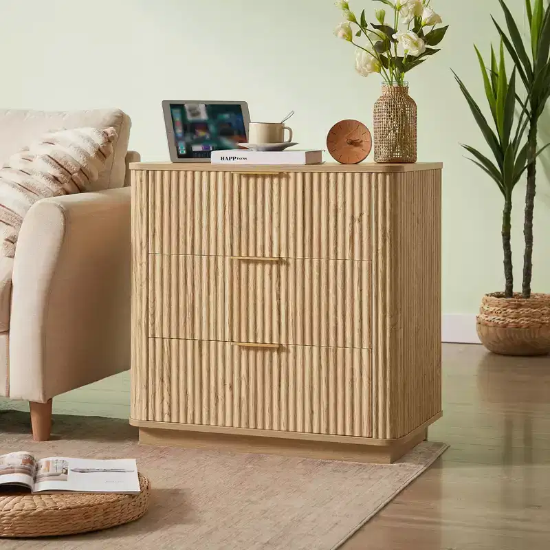 Set of 2 Modern 3-Drawer Dresser, 27.6