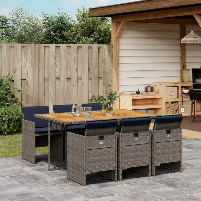 vidaXL Patio Dining Set Set of 6 Gray and brown
