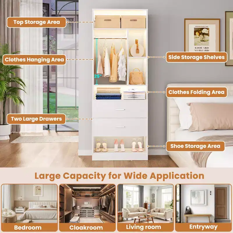 Closet System with 2 Wood Drawers