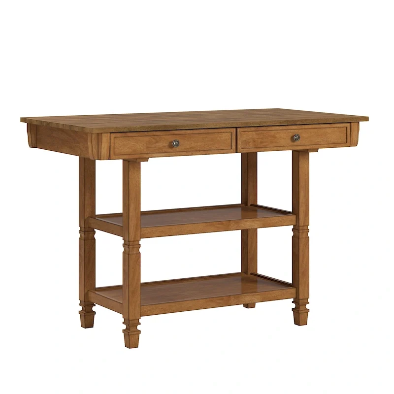 Two-Tone Kitchen Island Buffet with Drawers and Shelves