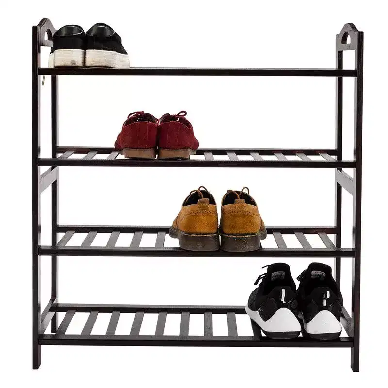 4-Tier Coffee Bamboo 26.77in. W Shoe Rack