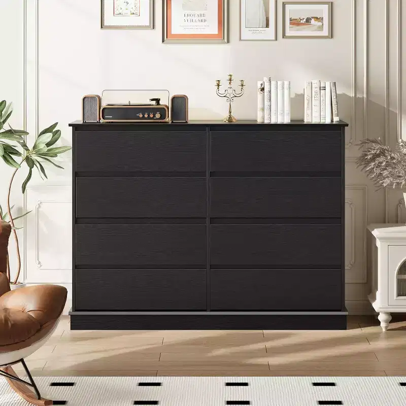 8 Dresser for Bedroom, 51 Wide Double Dresser with Large Drawers, Modern Chest of Drawer for Bedroom Living Room Hallway
