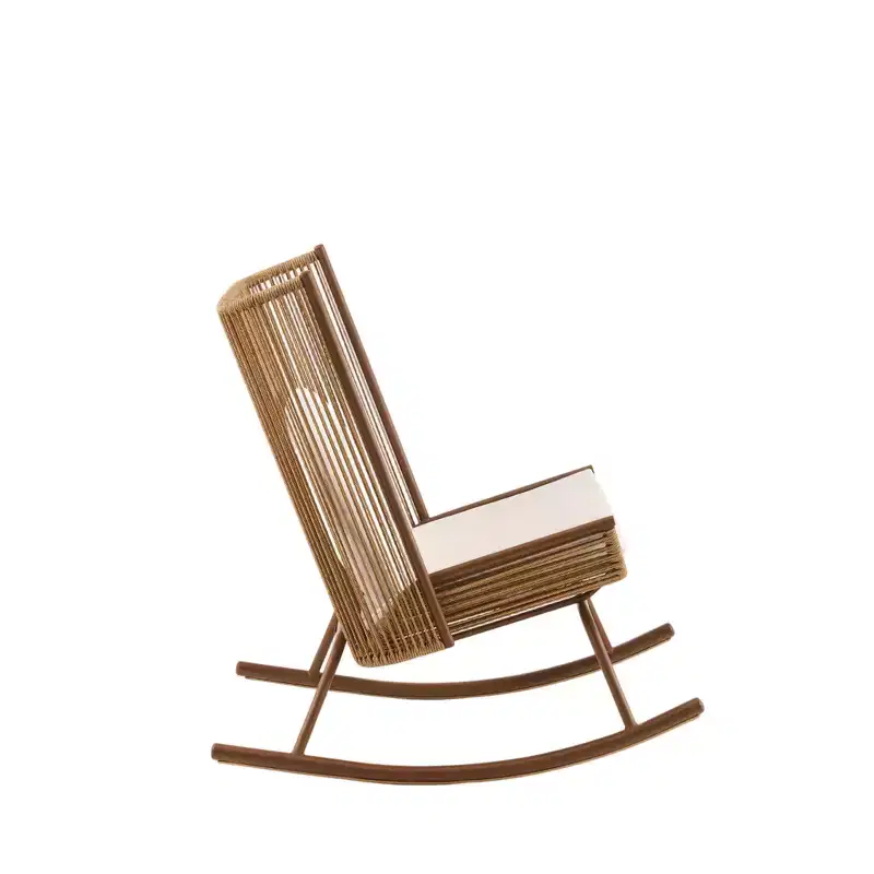 Christopher Knight Home Varun Farmhouse 2 Piece Patio Dining Set with Acacia Wood Table and Iron Rocking Chair