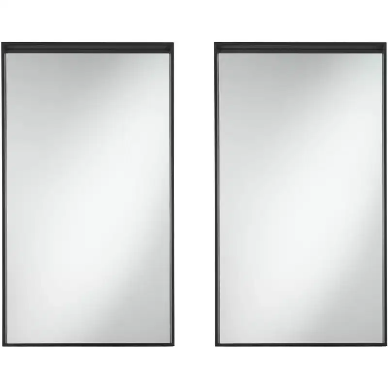 Uttermost Delaney Matte Black 24 x 42 Rectangular Wall Mirrors Set of 2