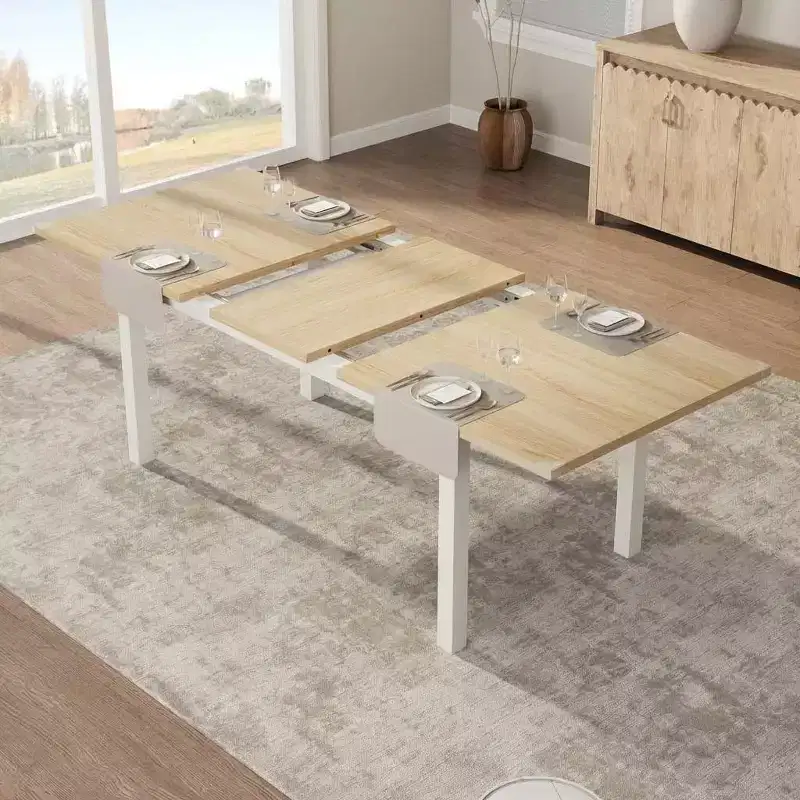 Oak & White Extendable Dining Table – Seats 4–8