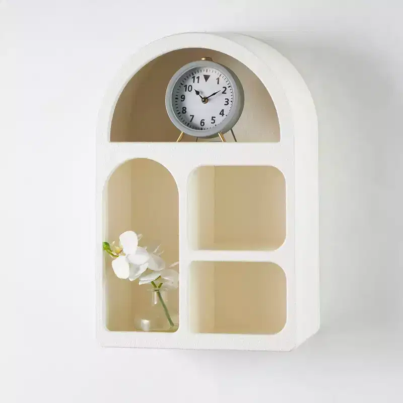 24"x16" Wooden Geometric Arched Wall Shelf with Block Shapes Cream - Olivia & May: Traditional Style, No Assembly, Open Storage