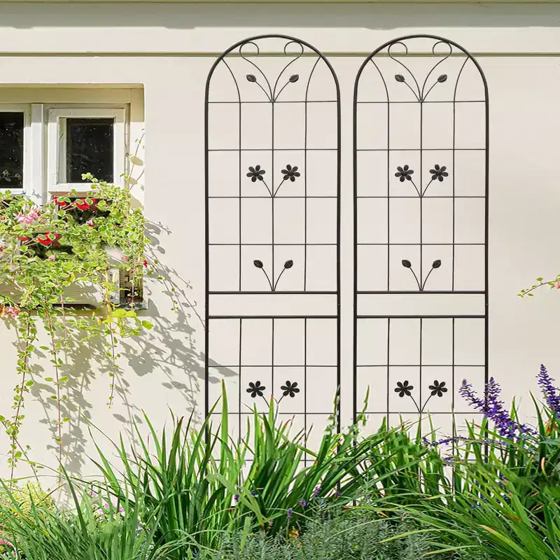 MAYEERTY 2 Pack 86.7 x 19.7 Black Rustproof Metal Garden Trellis for Climbing Plants
