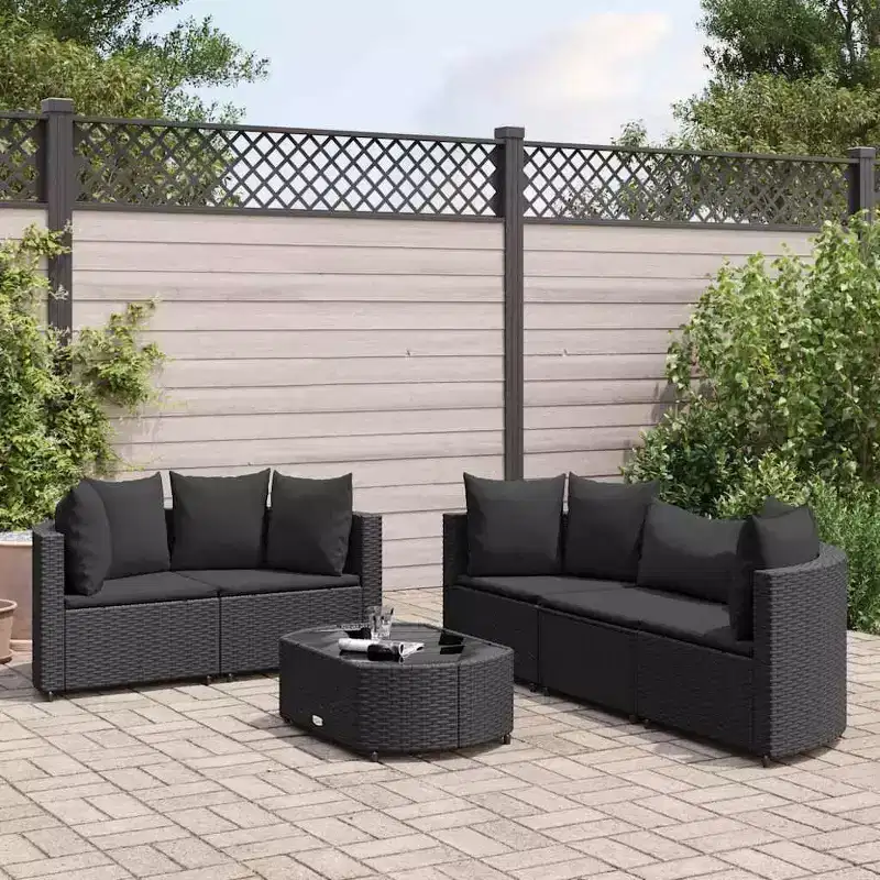 vidaXL Patio Sofa Set with Cushions Lounge Setting Outdoor 9 Piece Poly Rattan