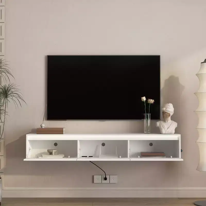 MDF Wall-Mounted TV Shelf 11.02''H x 64.96''W x 11.81''D